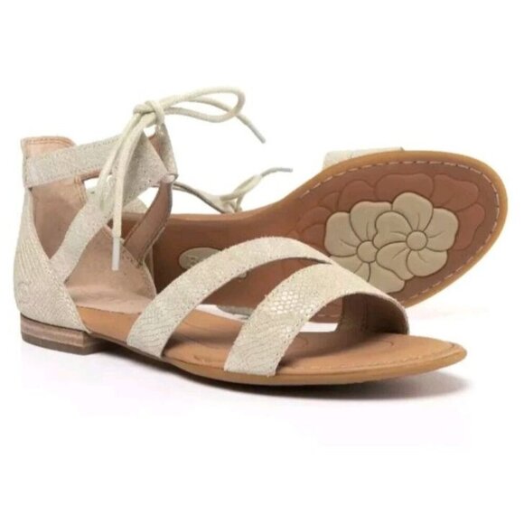 BORN Casma Cream Sandal Snake Perint Womens 8 Lace Closure - Picture 1 of 5